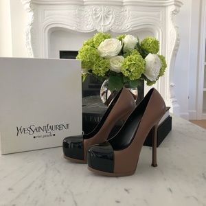 YSL tribute cap toe pump